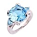 Psiroy 925 Sterling Silver Stunning Created Gorgeous Women's 12mm*12mm Round Cut Blue Topaz Amethyst Filled Ring