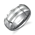 Beveled Edge Brush Finish 8 mm Comfort Fit Mens Tungsten Wedding Band Ring Sizes 8 to 13 Free Shipping