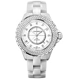 Chanel J 12 White Ceramic Diamond Mens Watch H2013 by Chanel