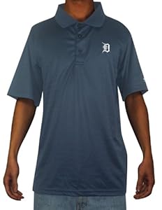 Mens MLB Detroit Tigers Baseball Athletic Short Sleeve Polo Shirt L Dark Blue