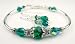 2 Piece Set: Emerald May Birthstone Beaded Bangle Bracelets and Earrings with Sterling Silver, Swarovski Crystal Beads