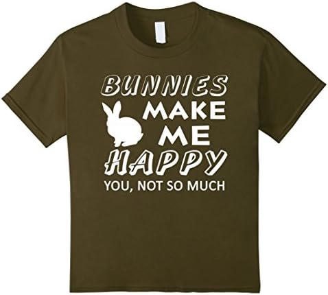 Kids Bunny Shirt Bunnies Make Me Happy T-shirt 8 Olive