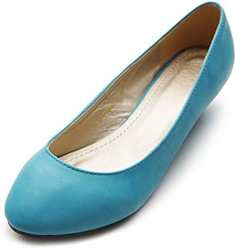 Ollio Women's Ballet Shoe Wedge Low Heel Multi Color Flat(6 B(M) US, Turquoise)