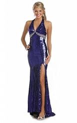 Sexy Crystals Lace Applique Beaded Crystal Chiffon/Taffeta/Tulle Evening Dress 