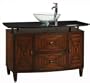 Kyoto 48"w Single Sink Cabinet, BLK MRBL/CLR GL, DARK BROWN