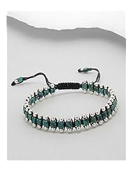 Cotton Waxed Thread Turquoise Bracelet In Sterling Silver