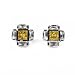STERLING SILVER MEN'S EARRINGS Yellow Topaz and Clear CZ