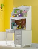 Computer Desk and Hutch with Bun Legs in White Finish