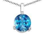 1.35 cttw Genuine Round Bluetopaz Solitaire Pendant - 14kt Yellow Gold
