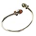 Multicolor Amber and Sterling Silver Adjustable Designer Bangle, 8"