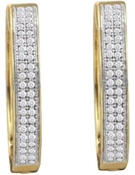 10KT Yellow Gold 0.25 CTW Diamond Micro Pave Hoops