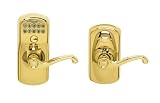 Schlage FE595 V PLY 505 FLA Plymouth Keypad Entry with Flex-Lock and Flair Style Levers, Bright Brass