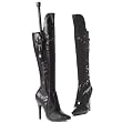 5 Inch Heel Knee High Black Boots Fetish Boots Whip Crop Flogger
