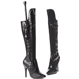 5 Inch Heel Knee High Black Boots Fetish Boots Whip Crop Flogger