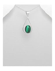 Reconstructed stones Pendant Necklace In 92.5 Sterling Silver
