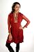 Red crepe Kurti / Tunic with golden neckline - Large
