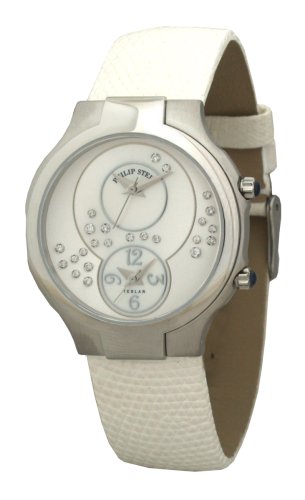 Philip Stein Teslar Womens White Lizard Strap Mother of Pearl Diamond Dial Dual Time Watch 6 SCDMOP ZW
