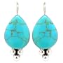 Sterling Silver Turquoise Inlay Teardrop Earrings with Beads