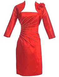 Knee Length Beaded Taffeta Sheath  Dress