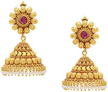 Hyderabad Jewels Women's Antique Golden Big Jhumka Multi-Colour