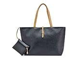 Classic Fashion Leather Tote Bags with Coin Wallet (Black)