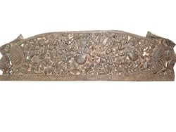 Hand Carved Sitting Ganesha Scalloped Top Headboard Wall Panels India 72 Inch