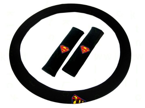  Superman Classic Red and Yellow Shield Steering Wheel Cover and Shoulder Pads