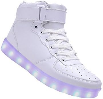 ERupt Women Men Lace Up Lightweight USB Charging LED Sneakers Light up Shoes White
