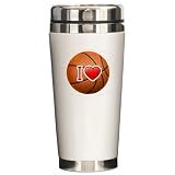 Ceramic Travel Drink Mug I Love Basketball