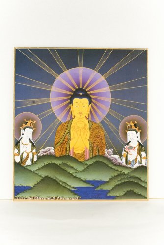 色紙　山越え阿弥陀