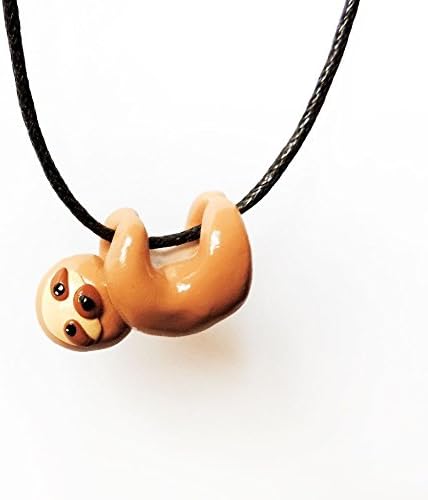 Handmade Cute Baby Sloth Polymer Clay Charm Necklace