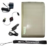 Silicone Skin Cover Case, USB 2in1 Data Cable, Car Charger, and Wall Charger with 4-inch eBigValue TM Determination Hand Strap for the Sony Reader eBook Touch Edition PRS-600
