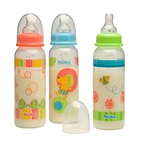 Nuby Clear Printed Bottle with Silicone Nipple