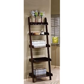 Book Shelf 5-Tier Ladder Espresso Finish