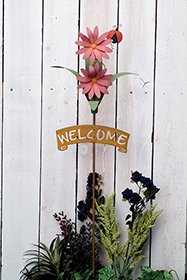 45" Metal Home Dcor Ladybug Nectar Garden Stake