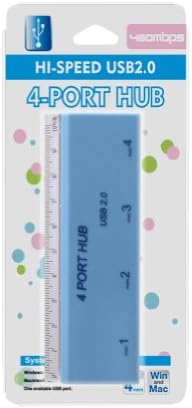 FORIDA® Mini 4-Port Ruler Shape High Speed USB 2.0 Hub Blue
