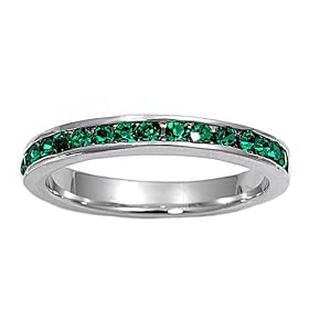 Buy Sterling Silver Eternity Ring with Emerald CZ stone by JewelryVolt.com