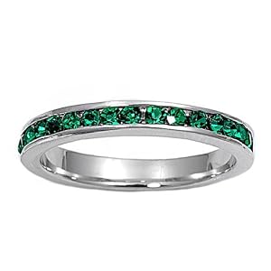 Buy Sterling Silver Eternity Ring with Emerald CZ stone by JewelryVolt