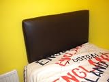 4ft Small Double Faux Leather Headboard in Brown