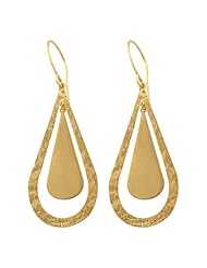 14 Karat Yellow Gold Polished/ Hammered Teardrop Dangle Earrings