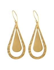 Jewelry: 14 Karat Yellow Gold Polished/ Hammered Teardrop Dangle Earrings