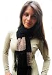 Handmade Acrylic Scarf - Black and Beige Together (Extra Long/men/women/100% ...
