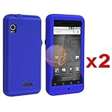 2 X Silicone Skin Case for Motorola A855 Droid (Dark Blue)