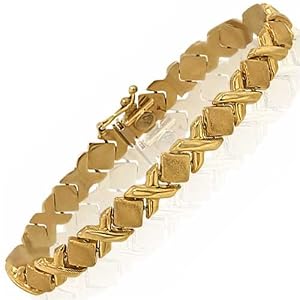 Yellow Gold Hallow Stampato X-Diamond Shape Bracelet