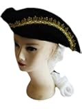Forum Novelties Child Size American Colonial Black Costume Hat with White Wig and Feather