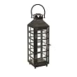 20" Mission Style Weathered Black Pillar Candle Lantern with Latch Door