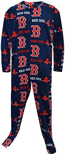 Boston Red Sox Guys One Piece Footie Pajama for men (Medium)