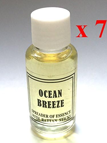 Mood Therapy (7 Bottles/Set) Home Fragrance Reed Diffuser Scented Refill Oil - Ocean Breeze (7 x 1.2 oz)+ 42 Replacement Reeds