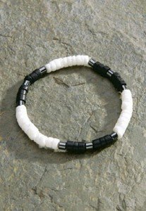 Hawaiian Bracelet Black White Hematite
