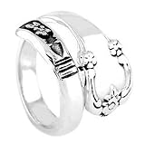 Sterling Silver Adjustable Ornate Oxidized Traditional Spoon Ring